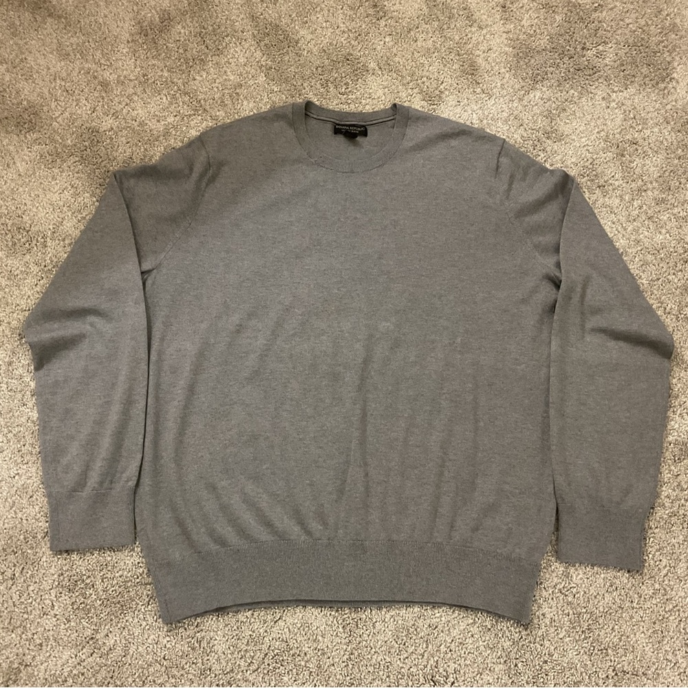 Banana Republic Luxury Blend Sweater Silk Cashmere Blend Gray XL
